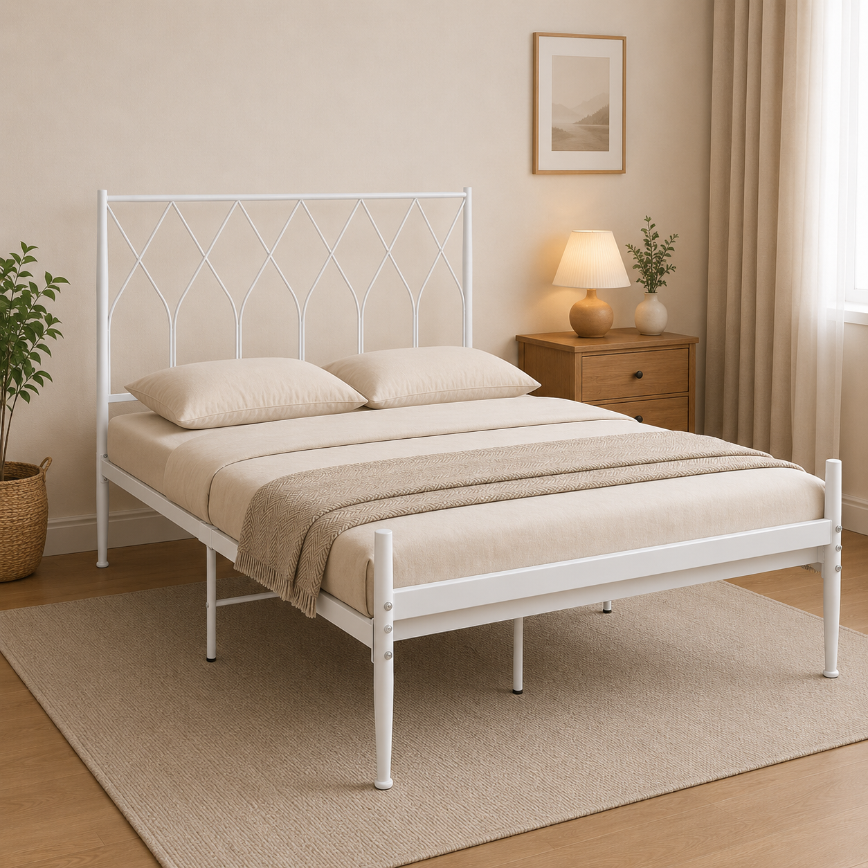سرير بتصميم عصري ١٢٠ × ١٩٠ سم باللون الأبيض