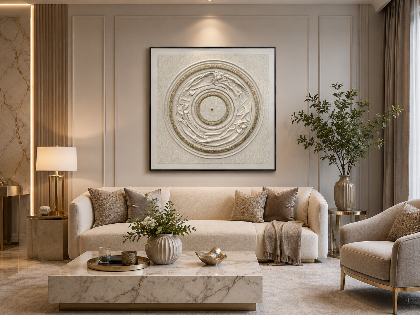لوحة ديكور مربعة بإطار أسود مقاس 100 × 100 سم