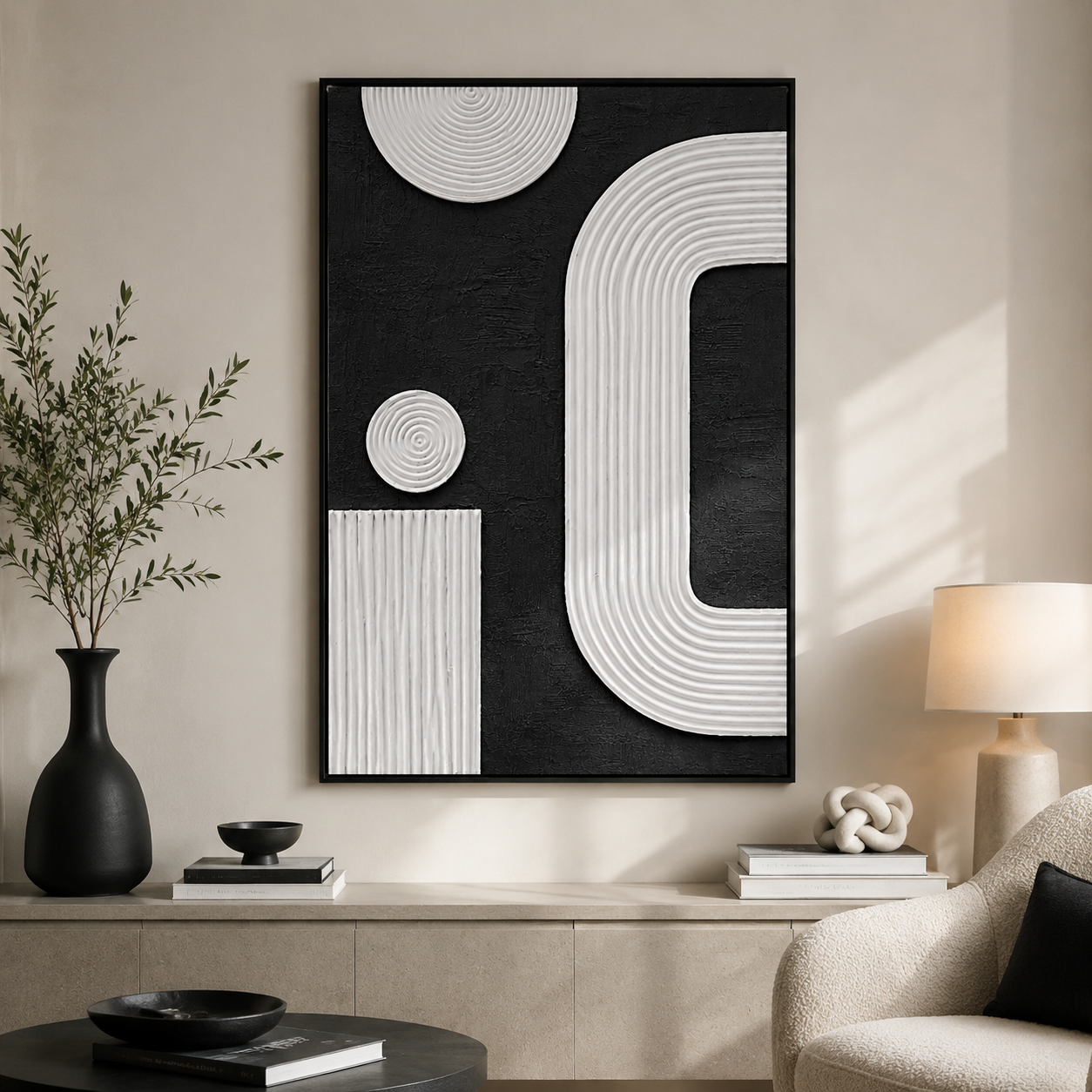لوحة فنية للحائط بإطار أسود مقاس 120 × 80 سم
