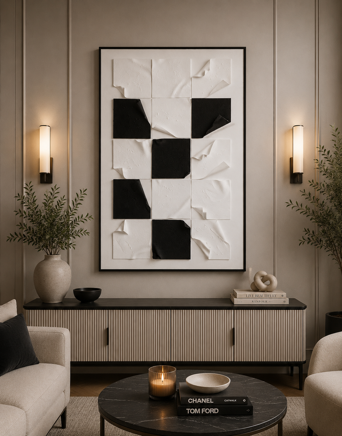 لوحة حائط بإطار أسود مقاس 120 × 80 سم
