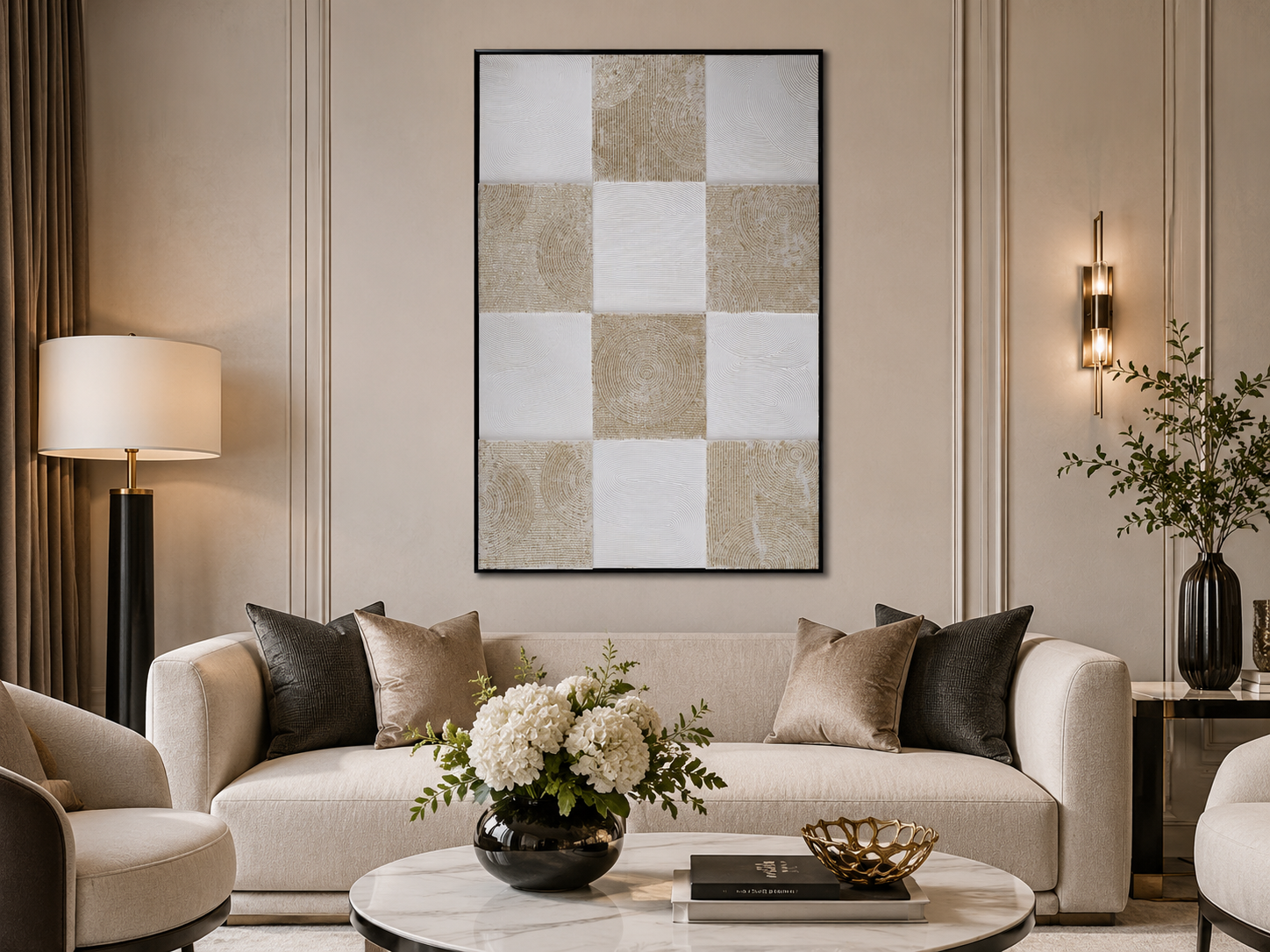 لوحة فنية بإطار أسود مقاس 80 × 120 سم