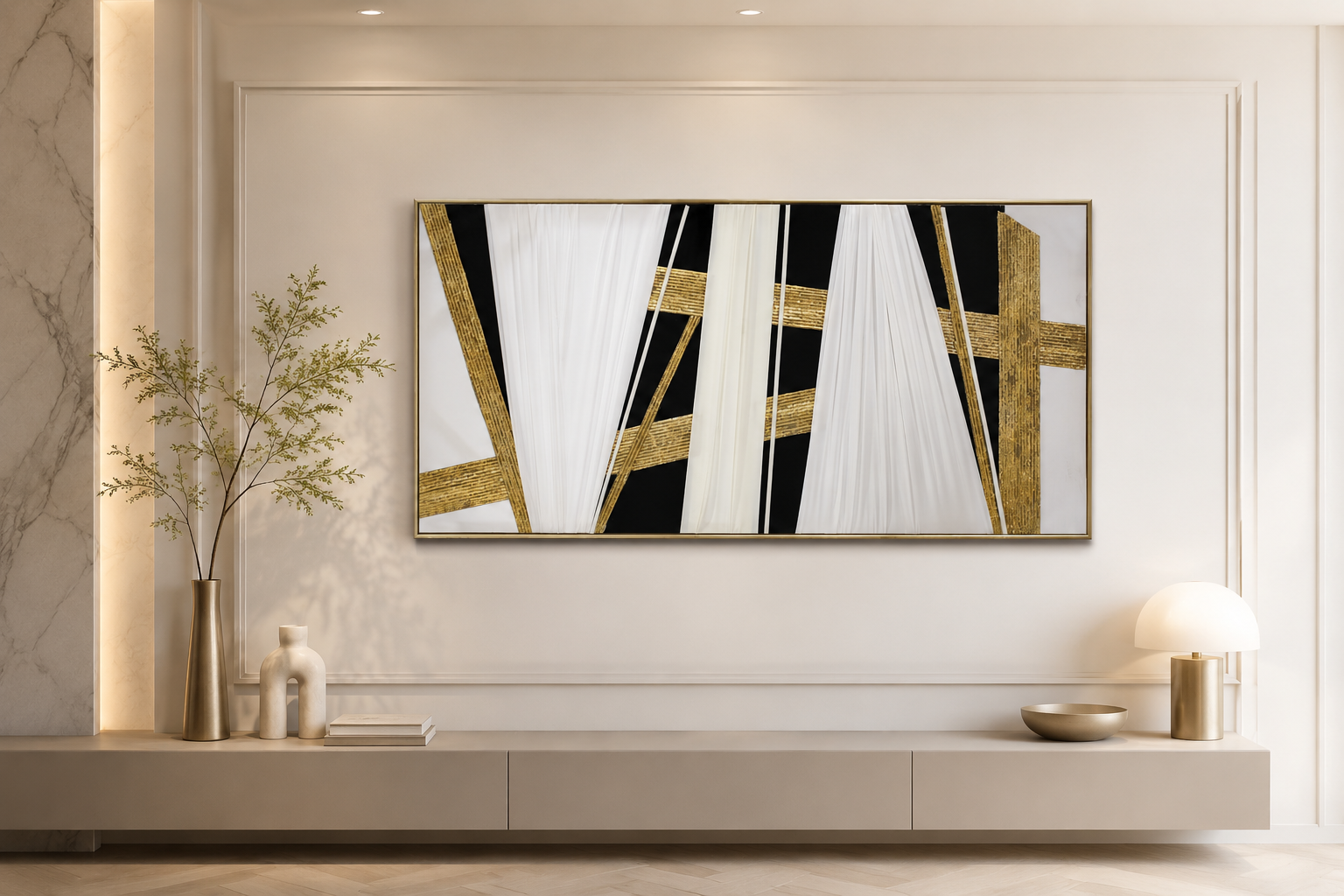 لوحة ديكور بإطار ذهبي مقاس 70 × 140 سم