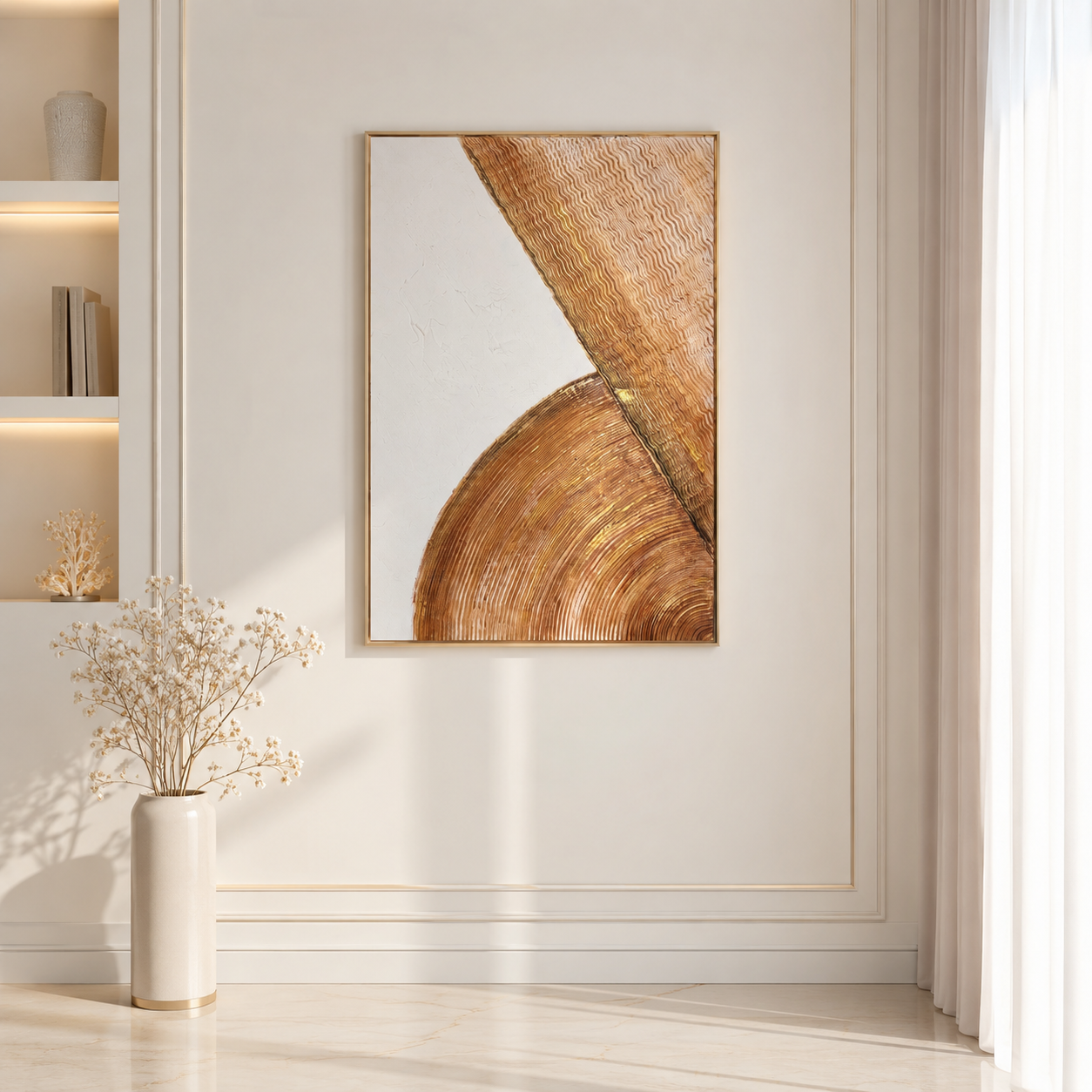 لوحة حائط مودرن بإطار ذهبي مقاس 80 × 120 سم