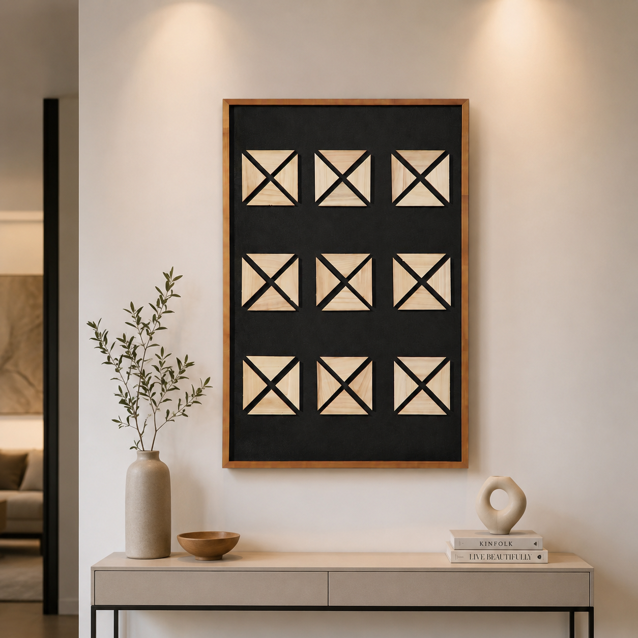 لوحة فنية للحائط بإطار أسود مقاس 120 × 80 سم