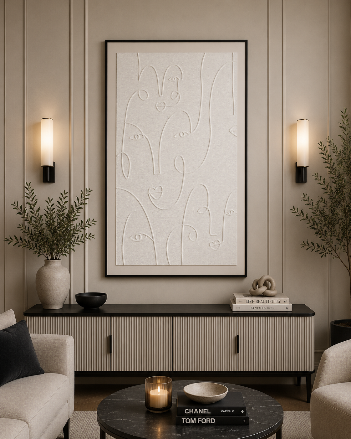 لوحة ديكور بإطار أسود مقاس 120 × 80 سم