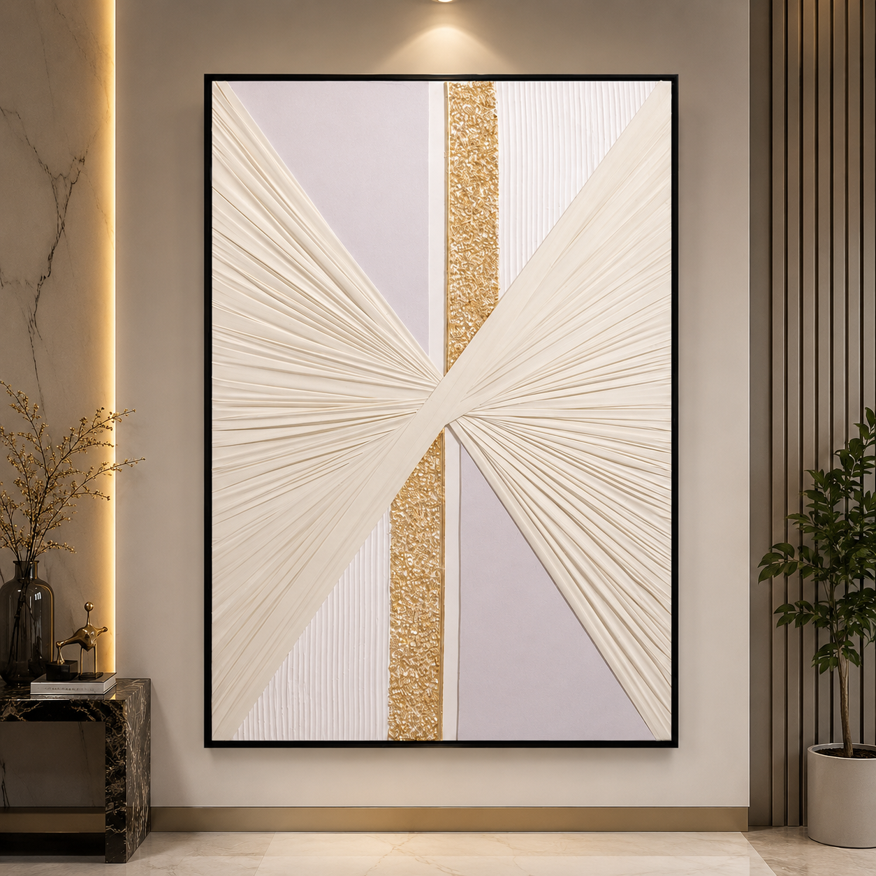 لوحة ديكور مودرن بإطار أسود مقاس 80 × 120 سم