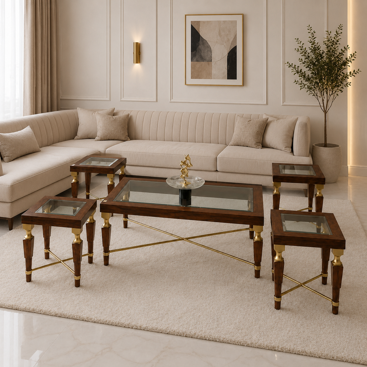 طقم طاولات سنديان 1+4