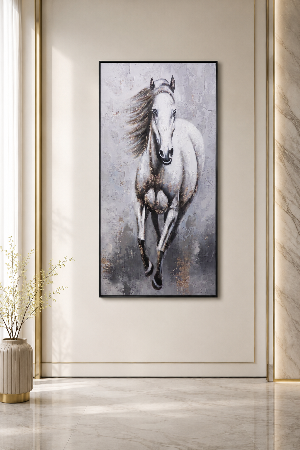 لوحة حائط بإطار أسود مقاس 100 × 180 سم