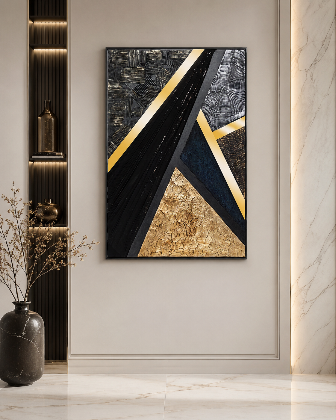 لوحة حائط بإطار فضي مقاس 80 × 120 سم