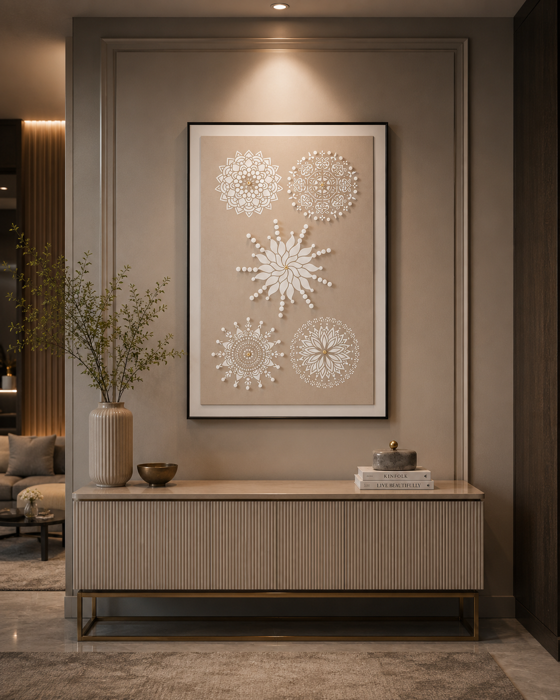 لوحة ديكور بإطار أسود مقاس 120 × 80 سم