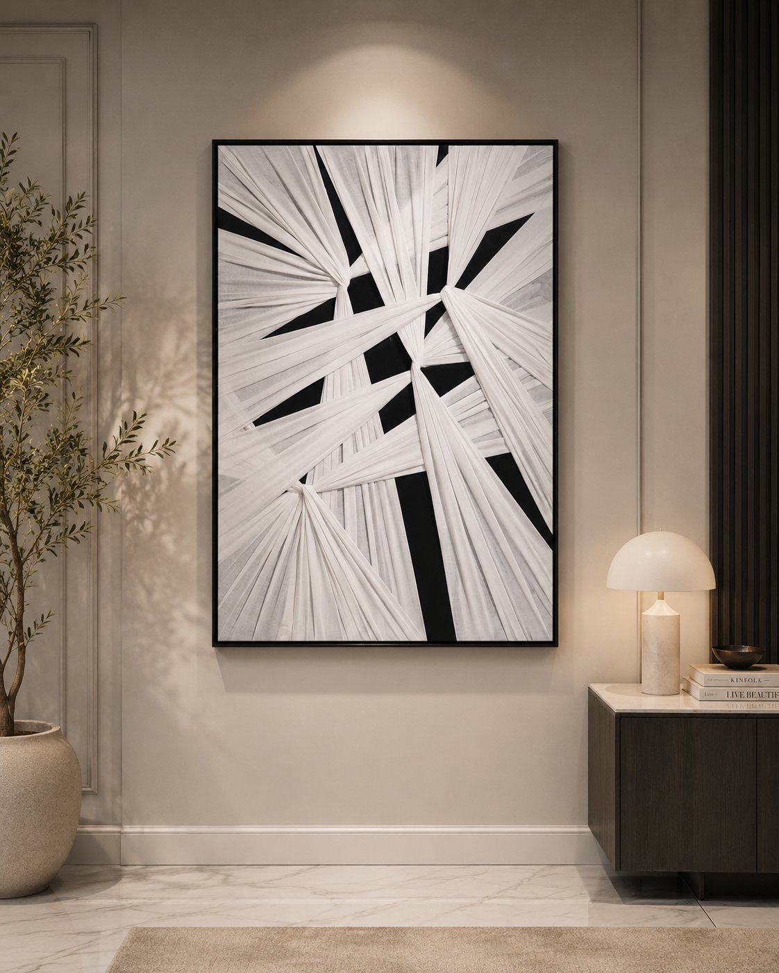 لوحة حائط بإطار أسود مقاس 80 × 120 سم