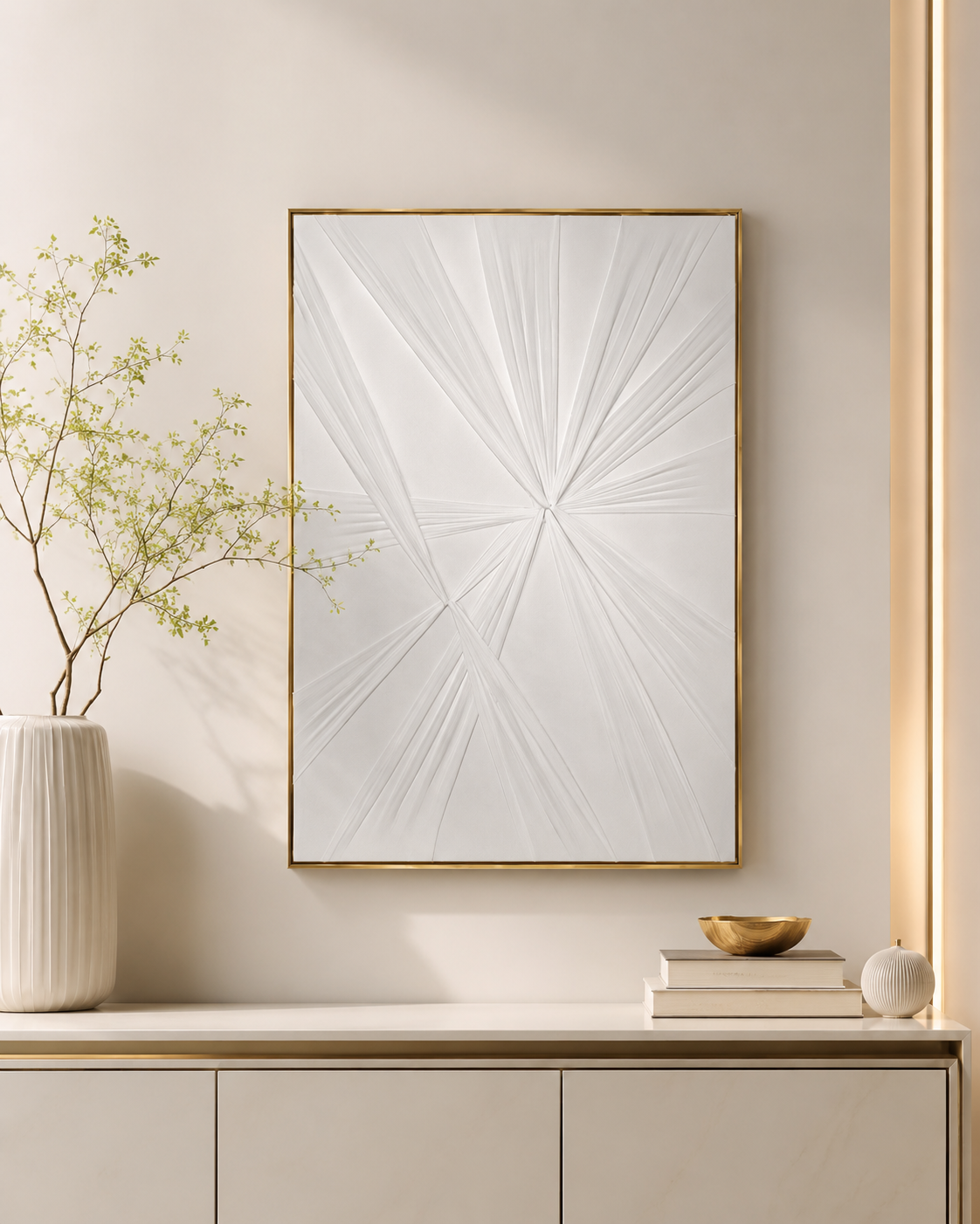 لوحة فنية بإطار ذهبي مقاس 80 × 120 سم