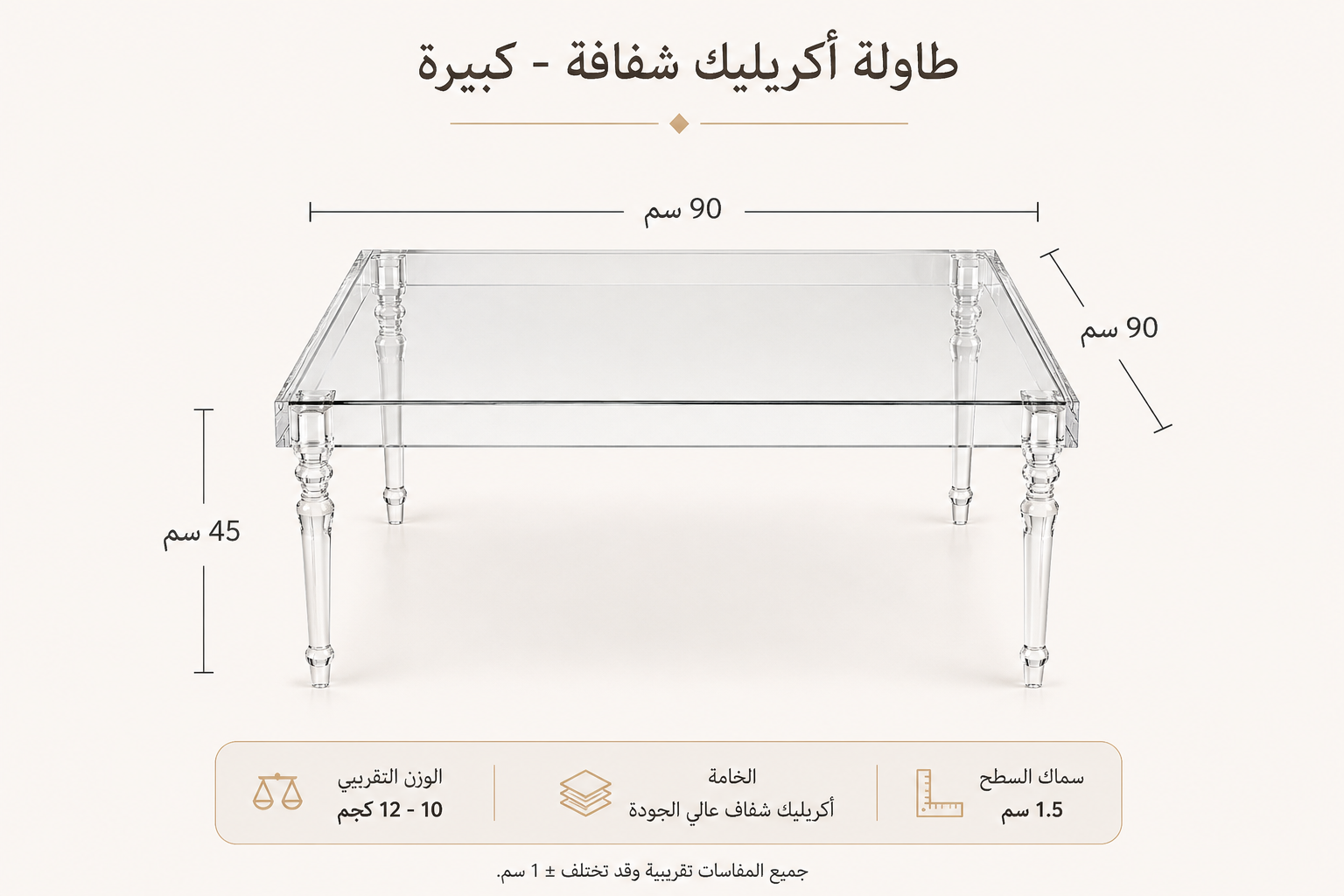 طقم شاي أكريليك مربع 4+1