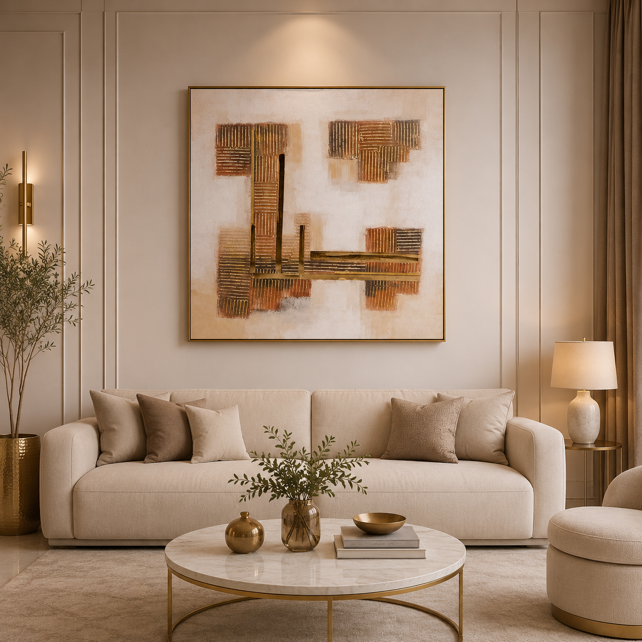 لوحة فنية مربعة للديكور مقاس 100 × 100 سم