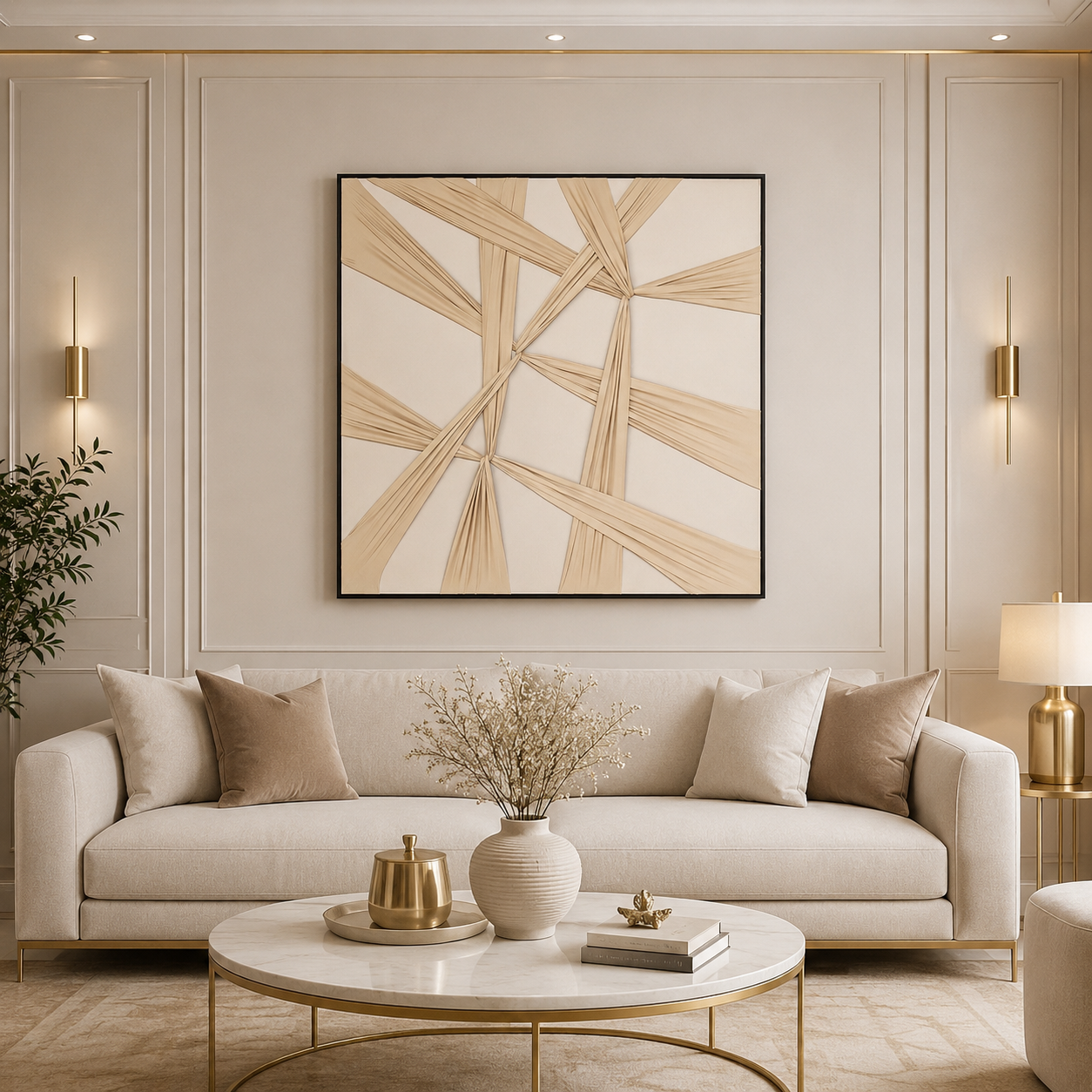 لوحة فنية مربعة بإطار أسود مقاس 80 × 80 سم
