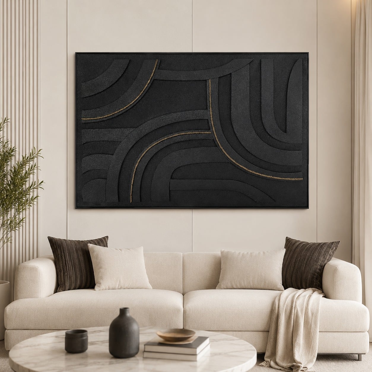 لوحة ديكور للحائط بإطار أسود مقاس 100 × 150 سم