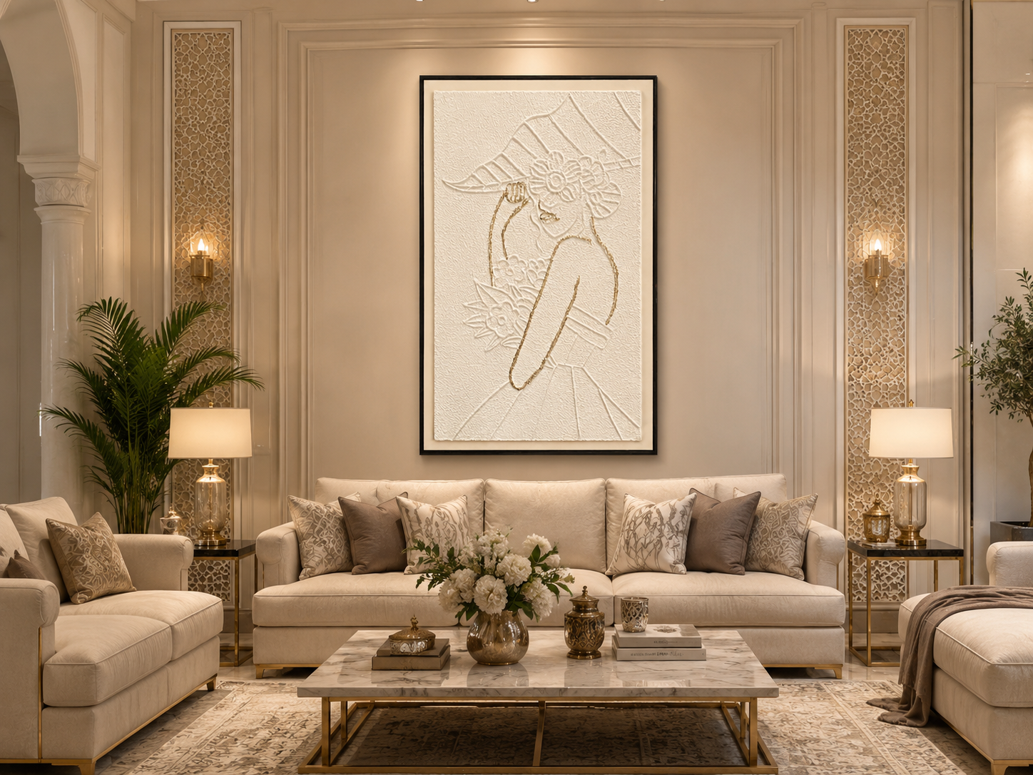 لوحة ديكور فاخرة بإطار أسود مقاس 100 × 150 سم