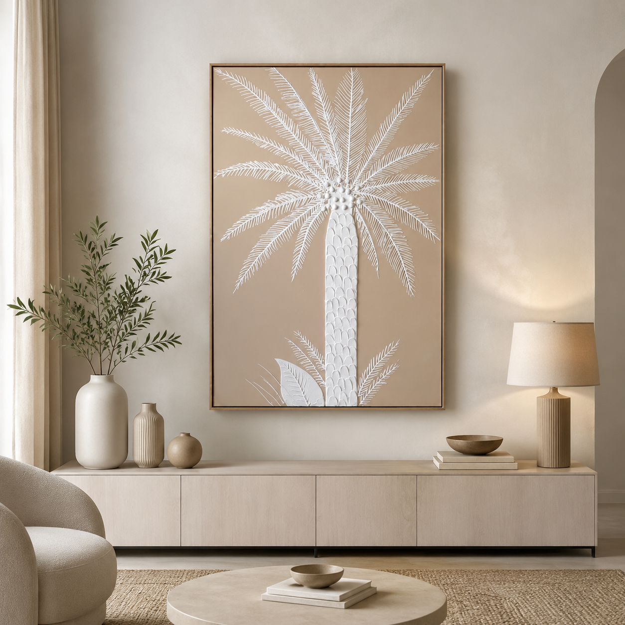 لوحة فنية بإطار بيج مقاس 120 × 80 سم