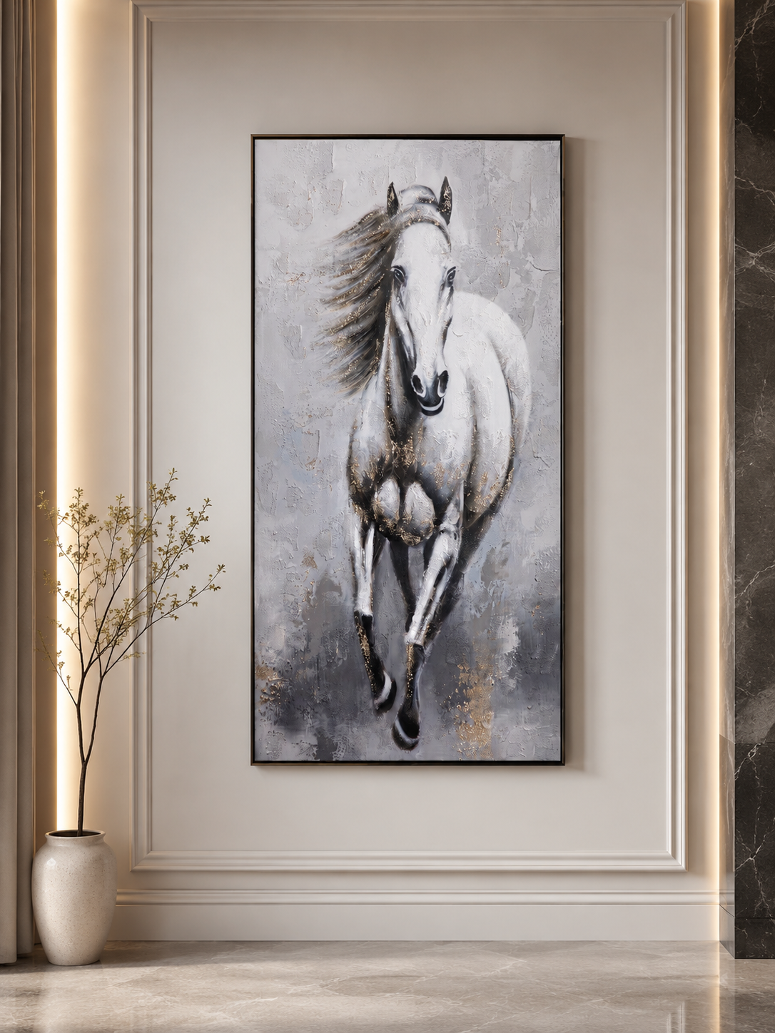 لوحة حائط طولية بإطار أسود مقاس 80 × 160 سم