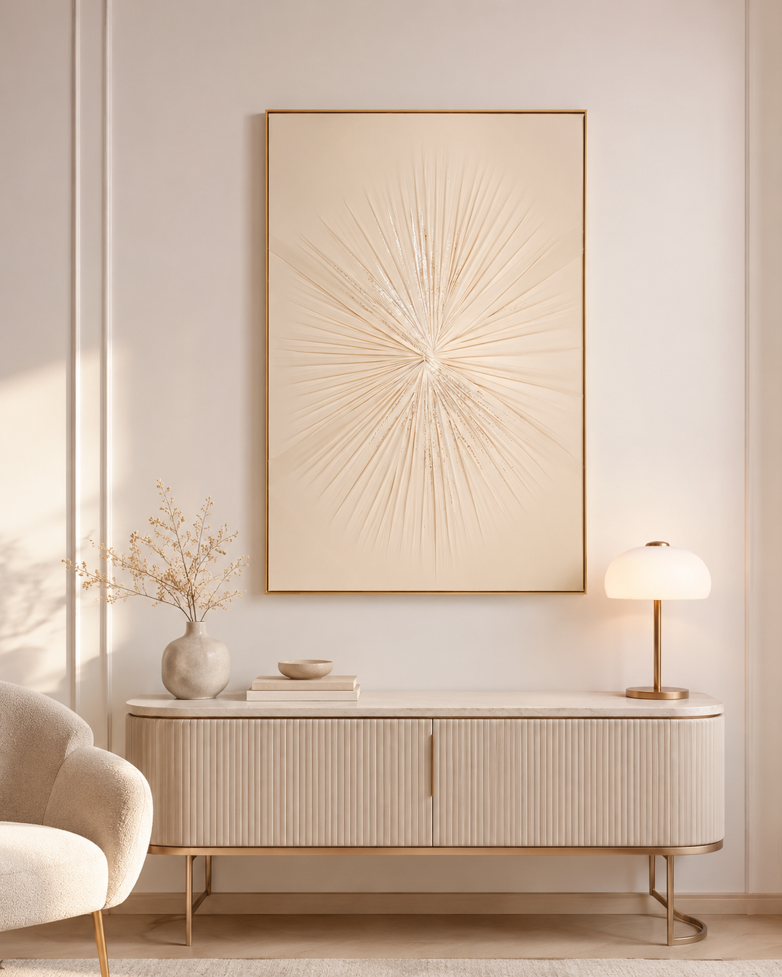 لوحة حائط بإطار ذهبي مقاس 80 × 120 سم