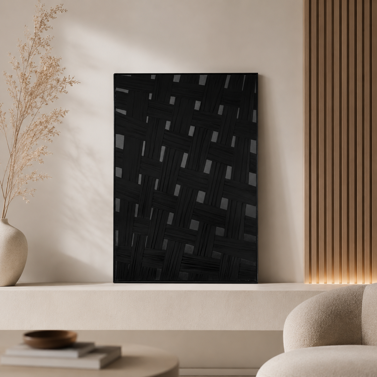 لوحة حائط بإطار أسود مقاس 80 × 120 سم