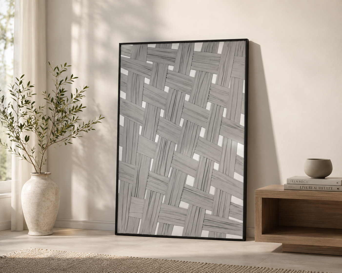 لوحة حائط بإطار أسود مقاس 80 × 120 سم