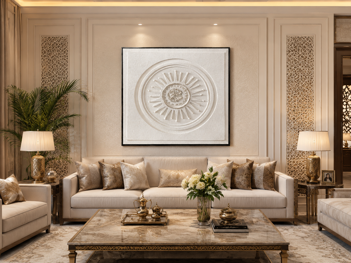 لوحة حائط مربعة بإطار أسود مقاس 100 × 100 سم