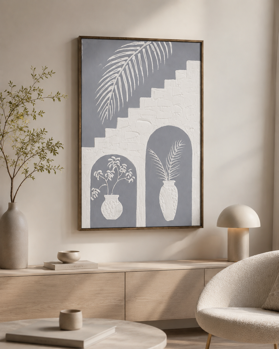 لوحة فنية بإطار خشبي مقاس 120 × 80 سم