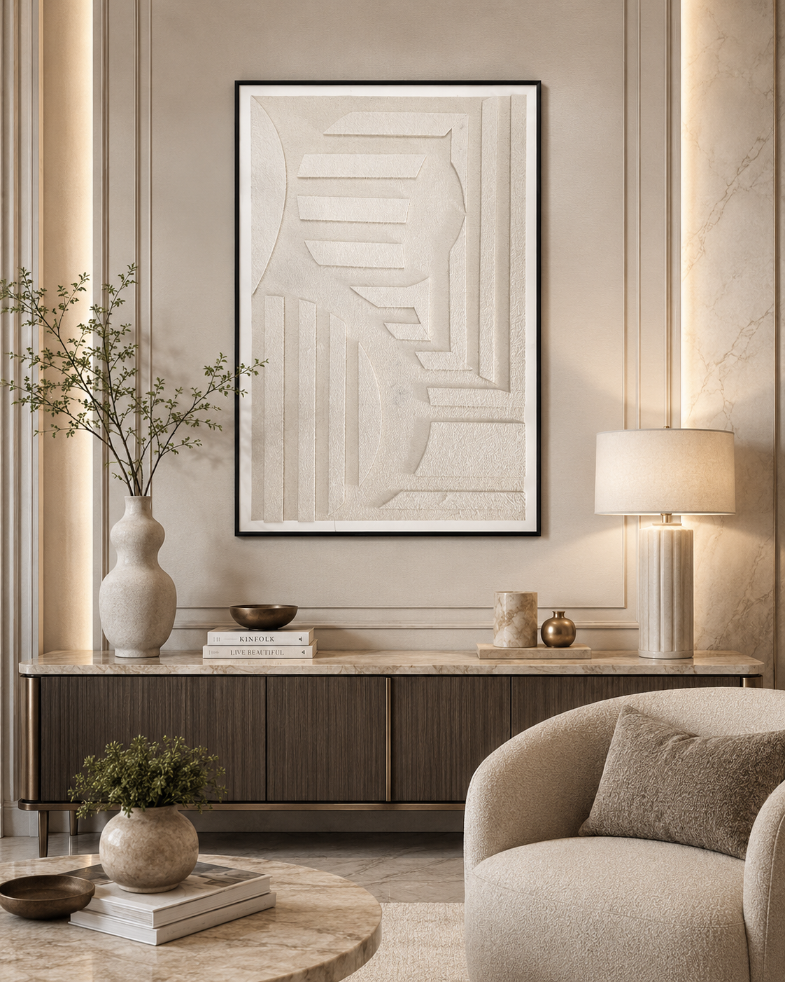 لوحة حائط بإطار أسود مقاس 80 × 120 سم