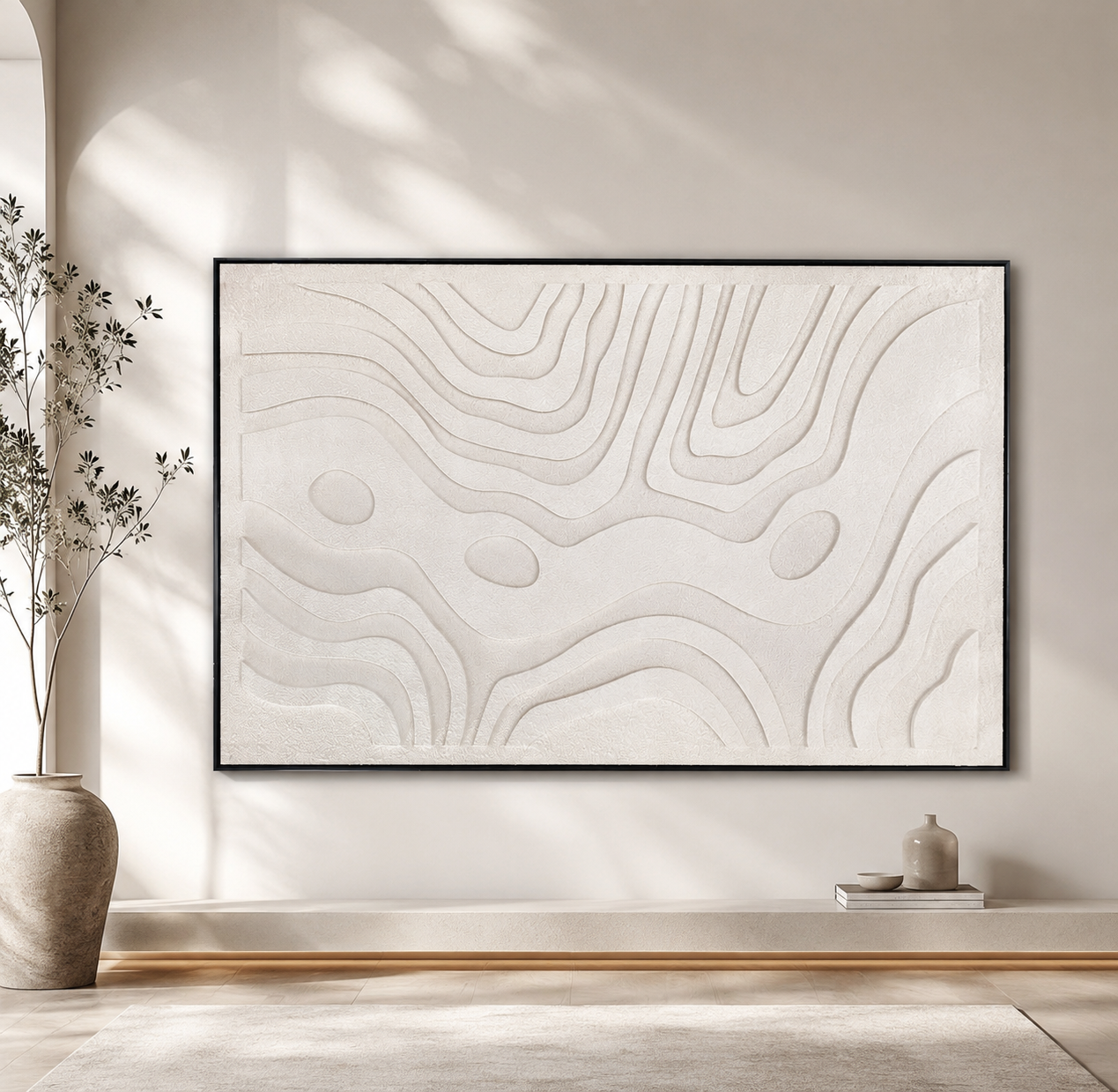 لوحة فنية كبيرة بإطار أسود مقاس 100 × 150 سم