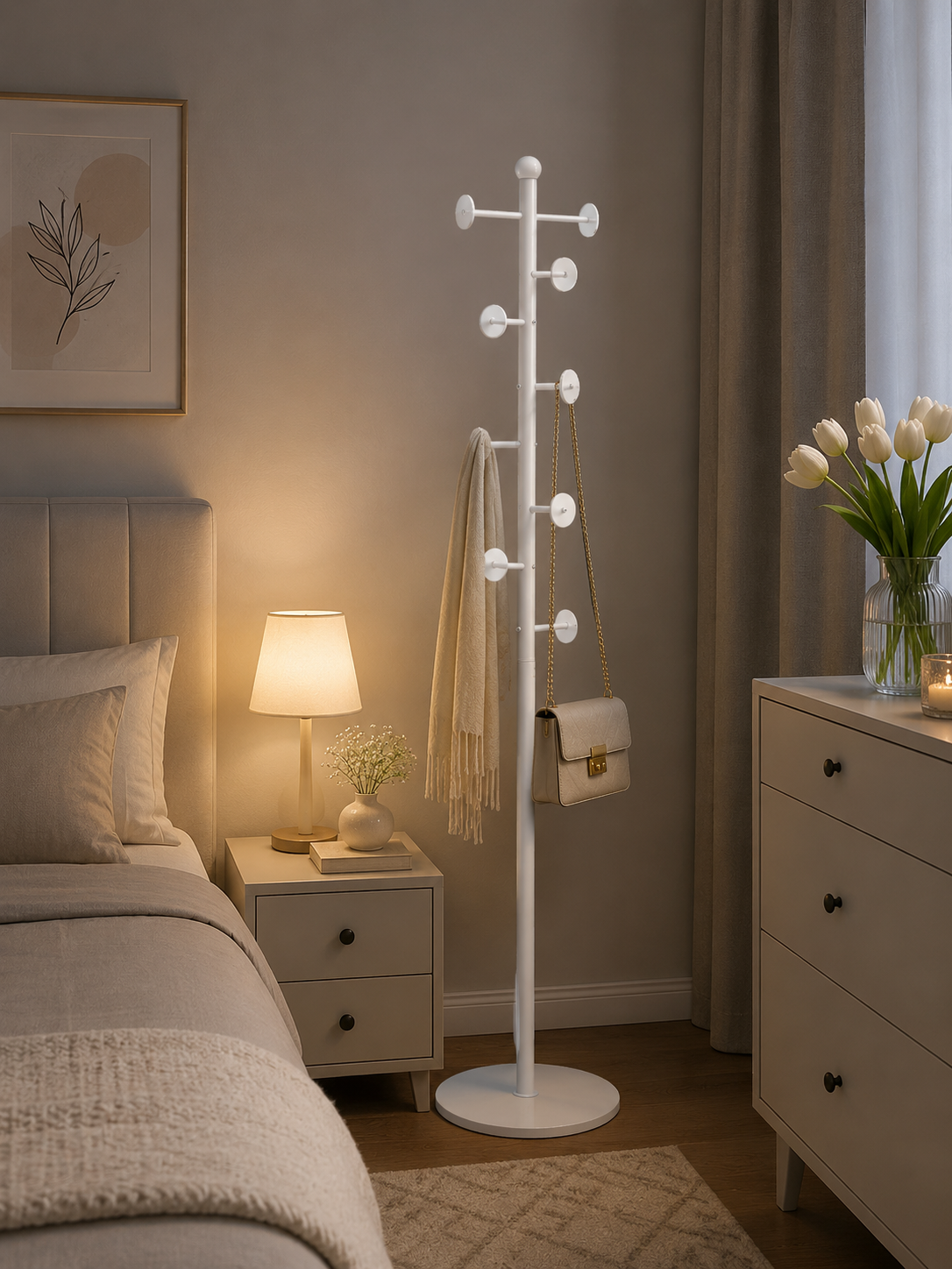 علاقة ملابس باللون ابيض مقاس 190× 36 سم