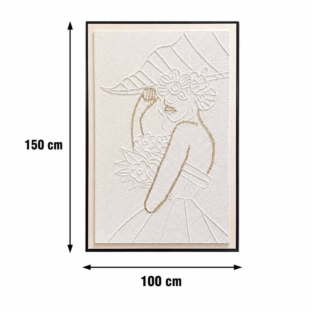 لوحة ديكور فاخرة بإطار أسود مقاس 100 × 150 سم
