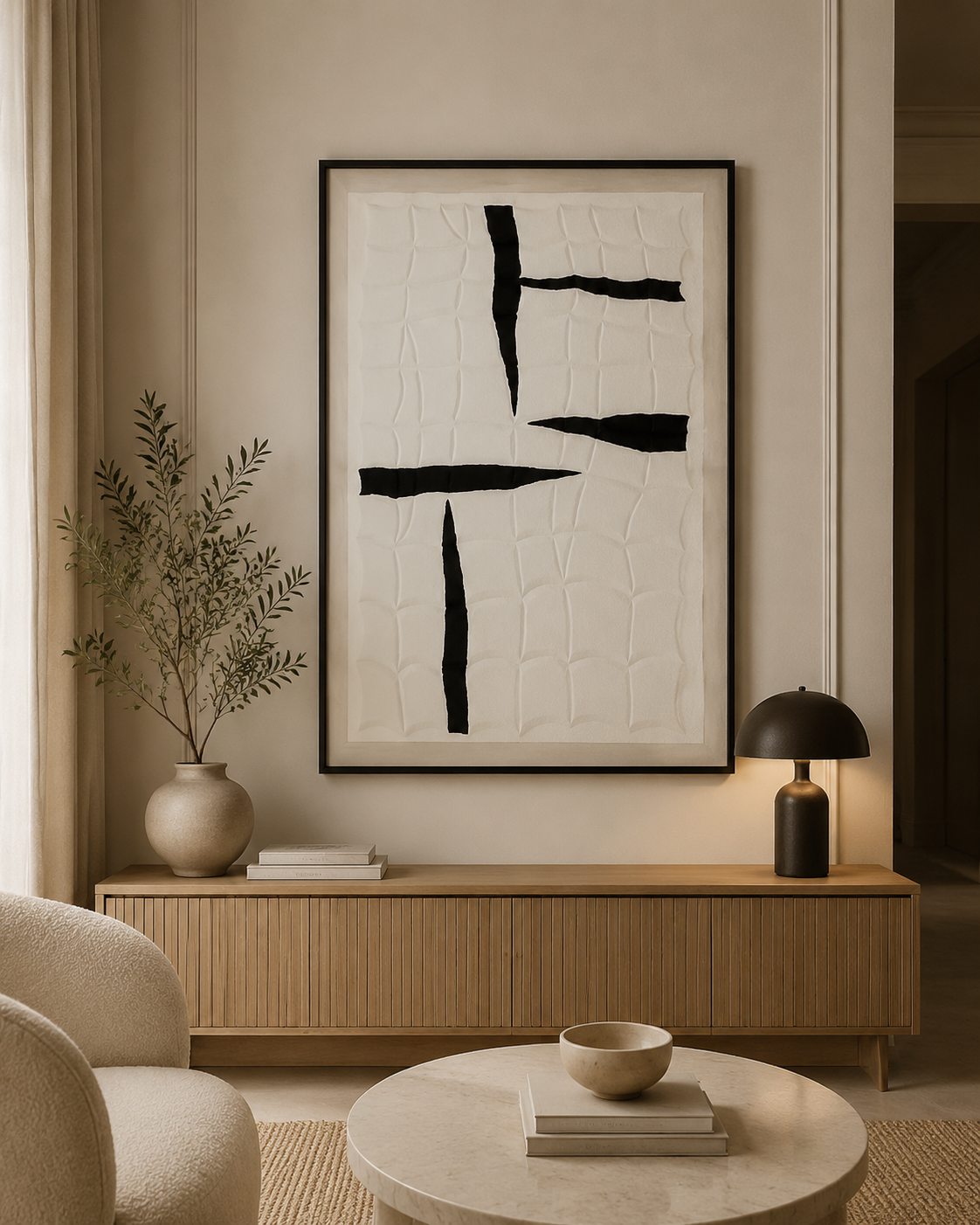 لوحة حائط راقية بإطار أسود مقاس 120 × 80 سم