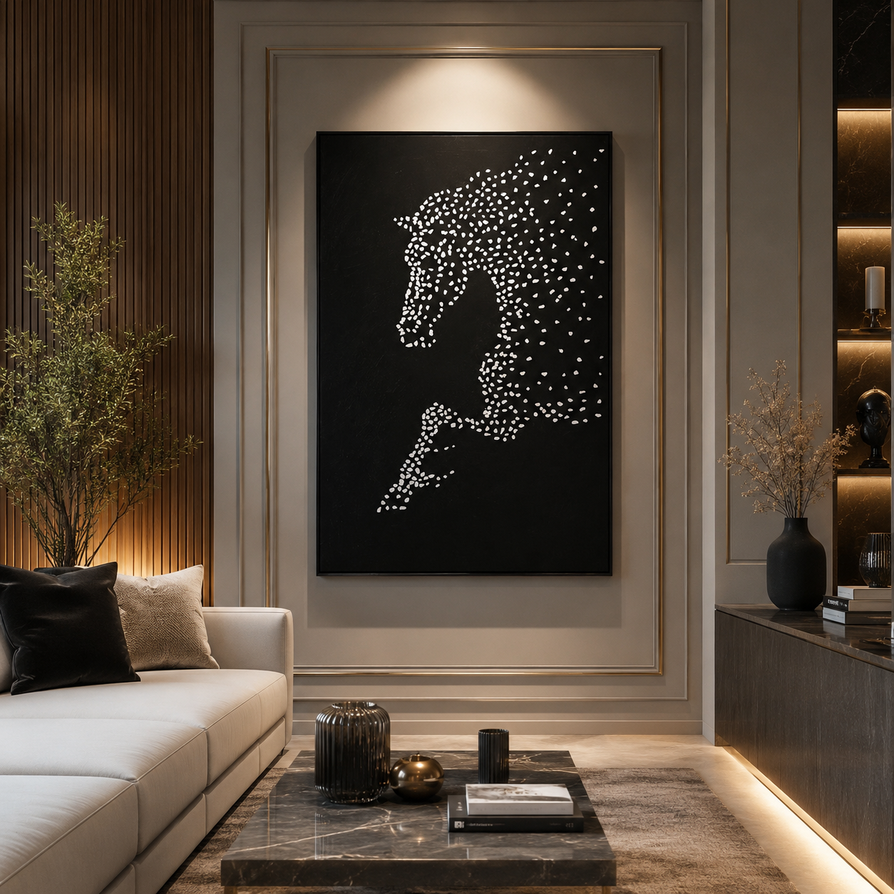 لوحة ديكور بإطار فضي مقاس 100 × 150 سم