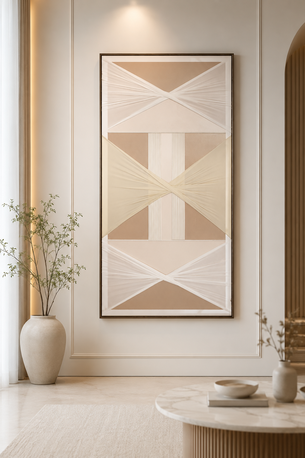 لوحة ديكور بإطار خشبي مقاس 115 × 220 سم