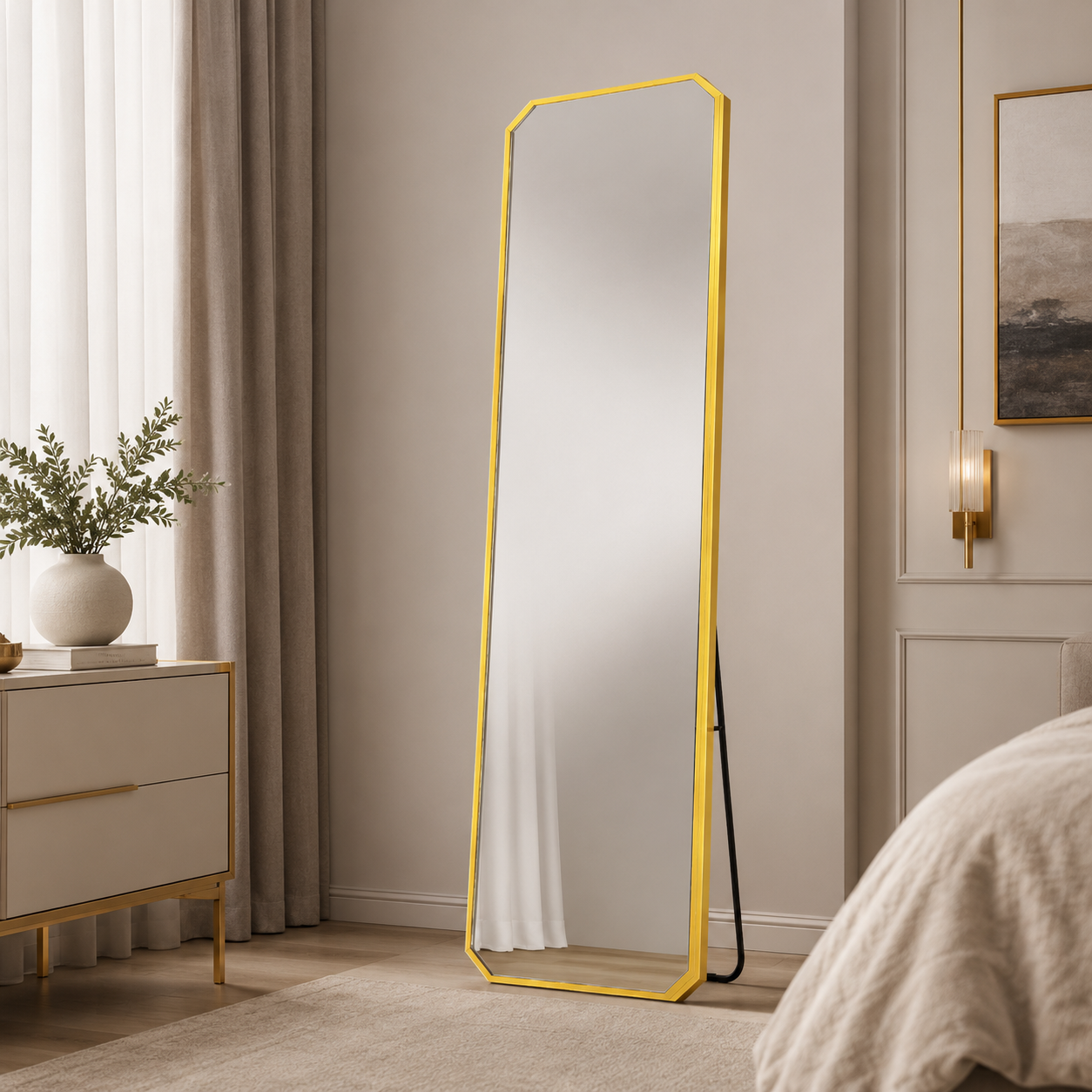 مراية ستاند بأطار ذهبي مقاس 160× 40 سم