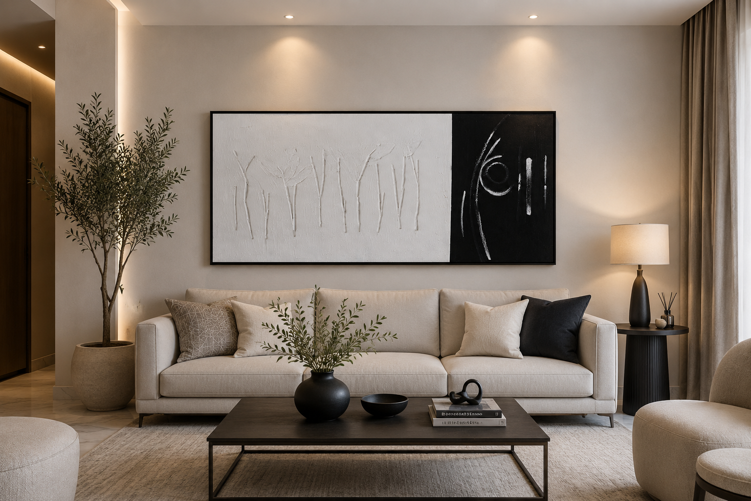 لوحة حائط طولية بإطار أسود مقاس 70 × 140 سم