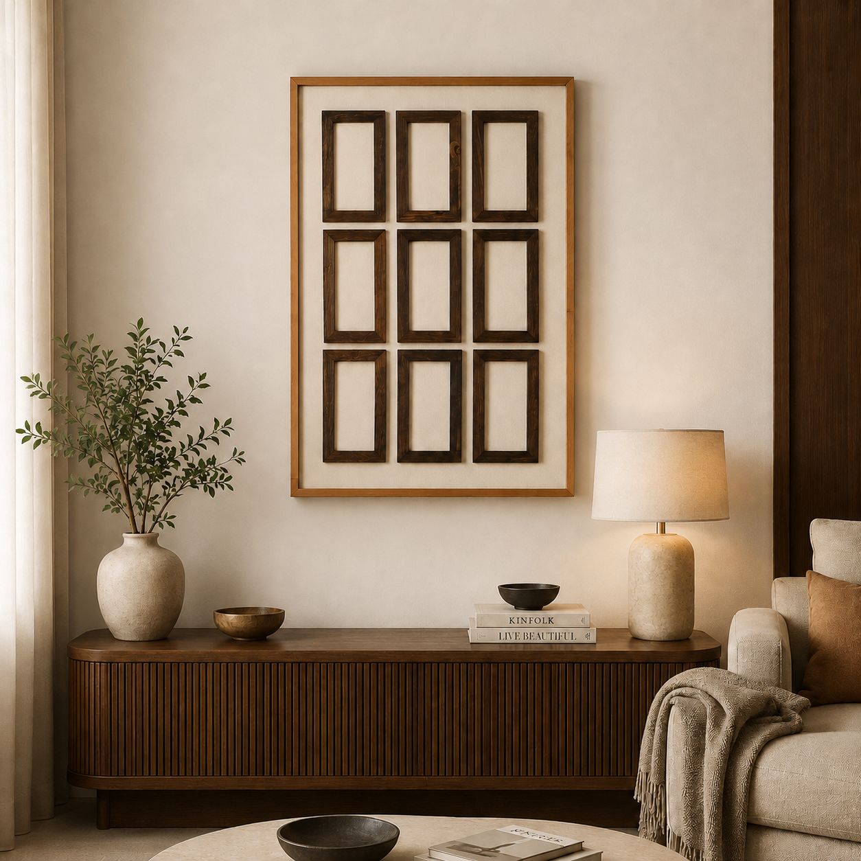 لوحة حائط بإطار بيج مقاس 120 × 80 سم