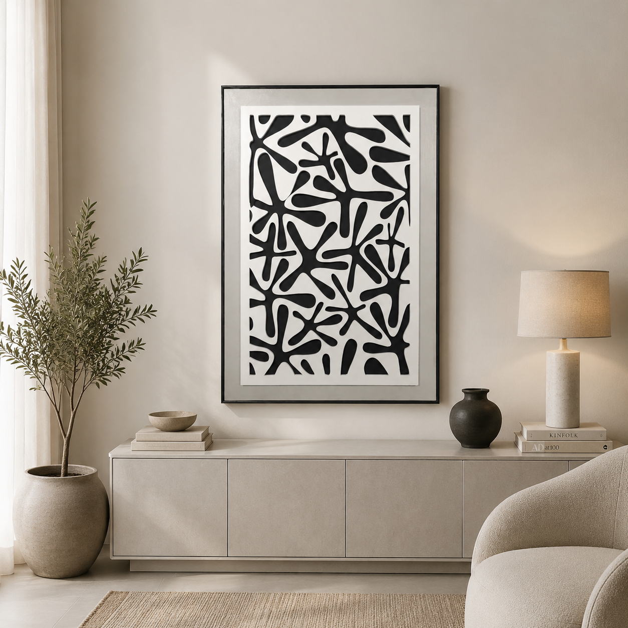 لوحة ديكور بإطار أسود مقاس 120 × 80 سم