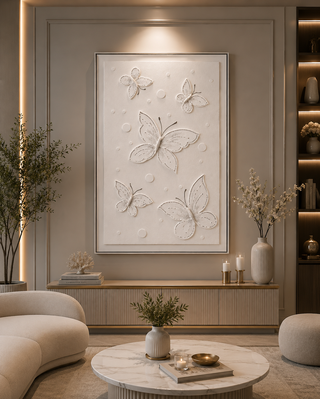 لوحة فنية بإطار فضي مقاس 100 × 150 سم