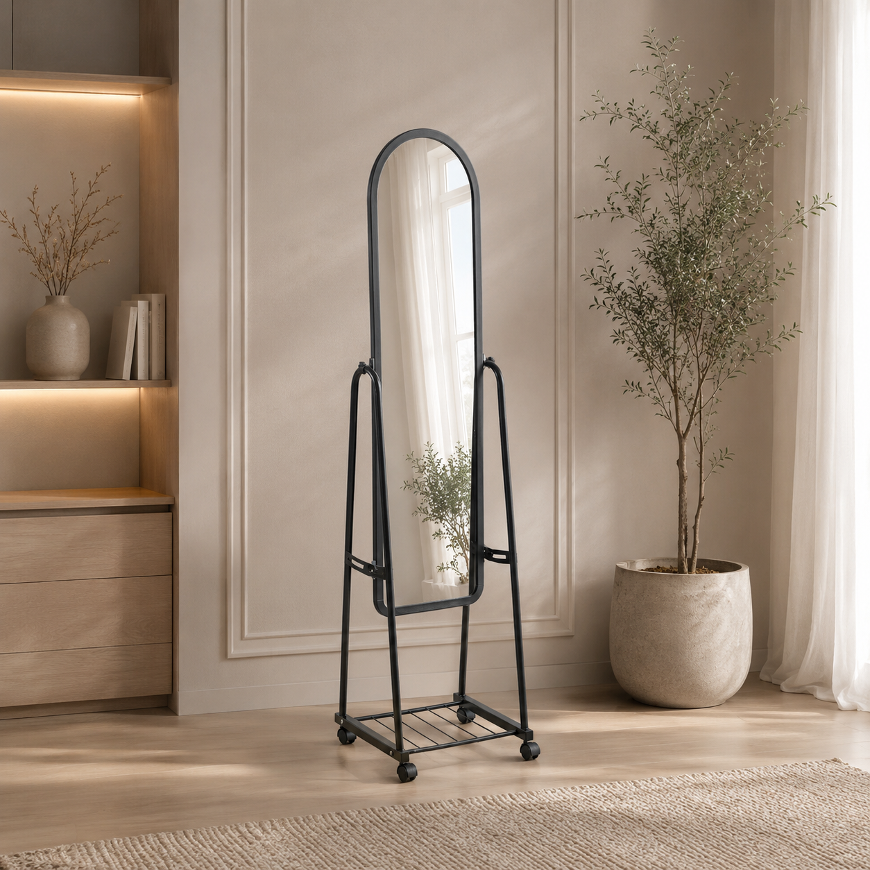 مراية ستاند اسود مقاس 158× 40 سم