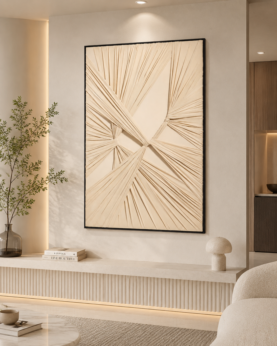 لوحة فنية بإطار أسود مقاس 80 × 120 سم