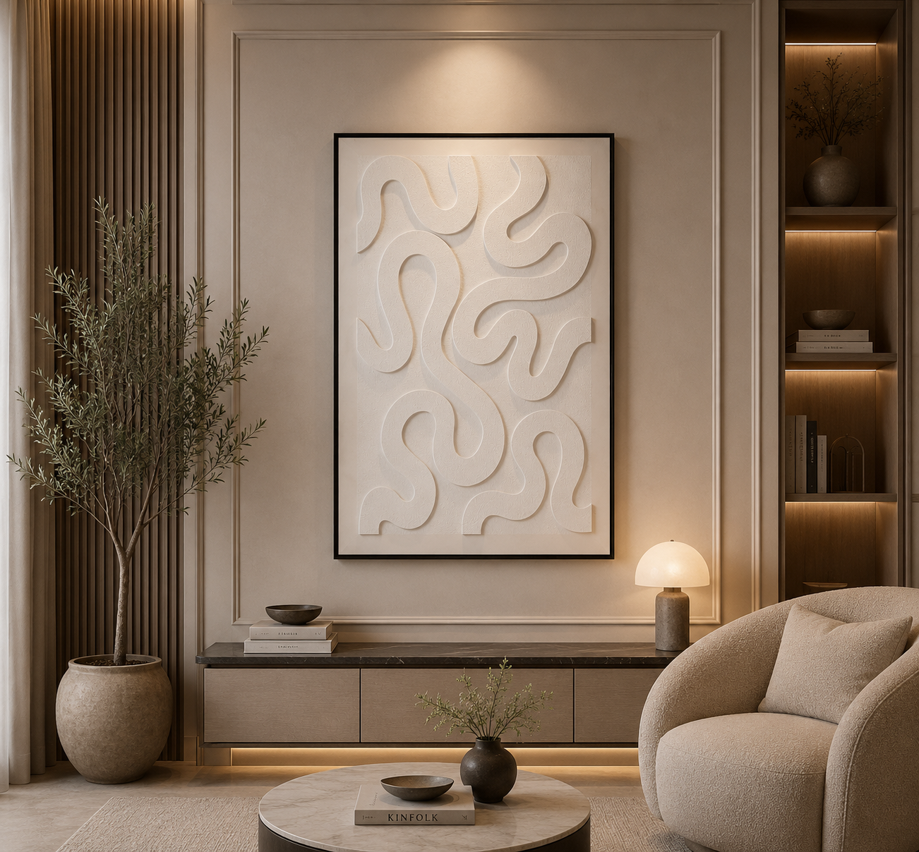 لوحة فنية بإطار أسود مقاس 120 × 80 سم
