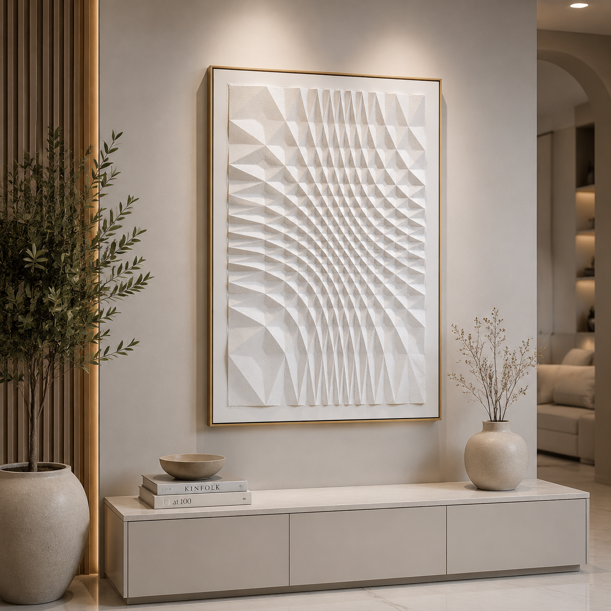 لوحة فنية بإطار بيج مقاس 120 × 80 سم