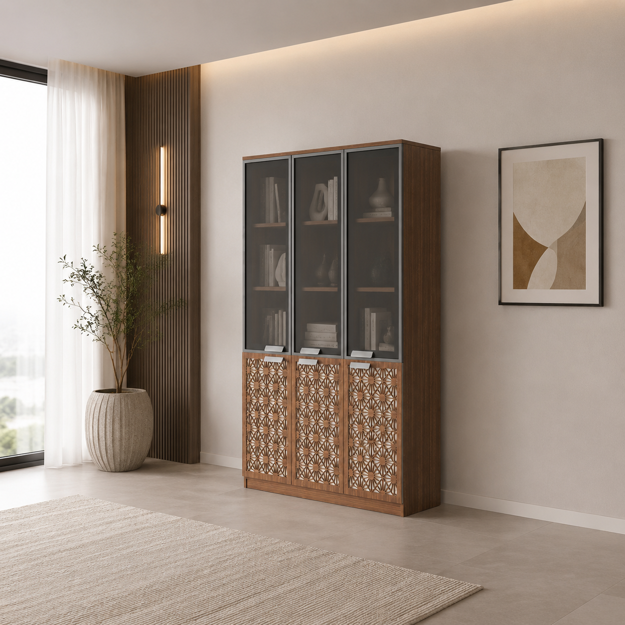 دولاب مستندات خشبي بثلاثة أبواب