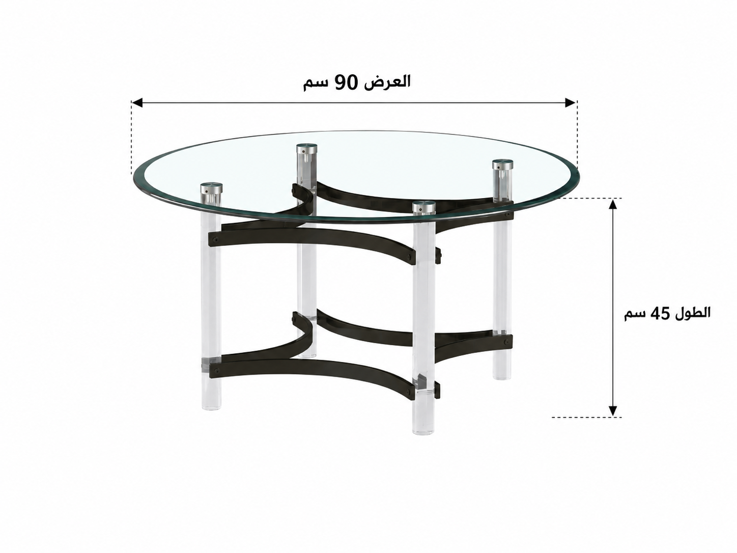طاولة شاي أكريليك زجاج أسود