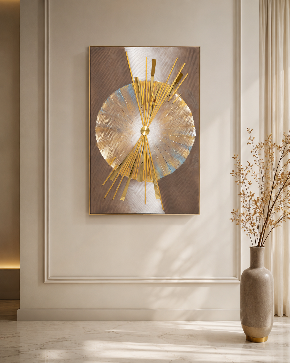 لوحة ديكور بإطار ذهبي مقاس 80 × 120 سم