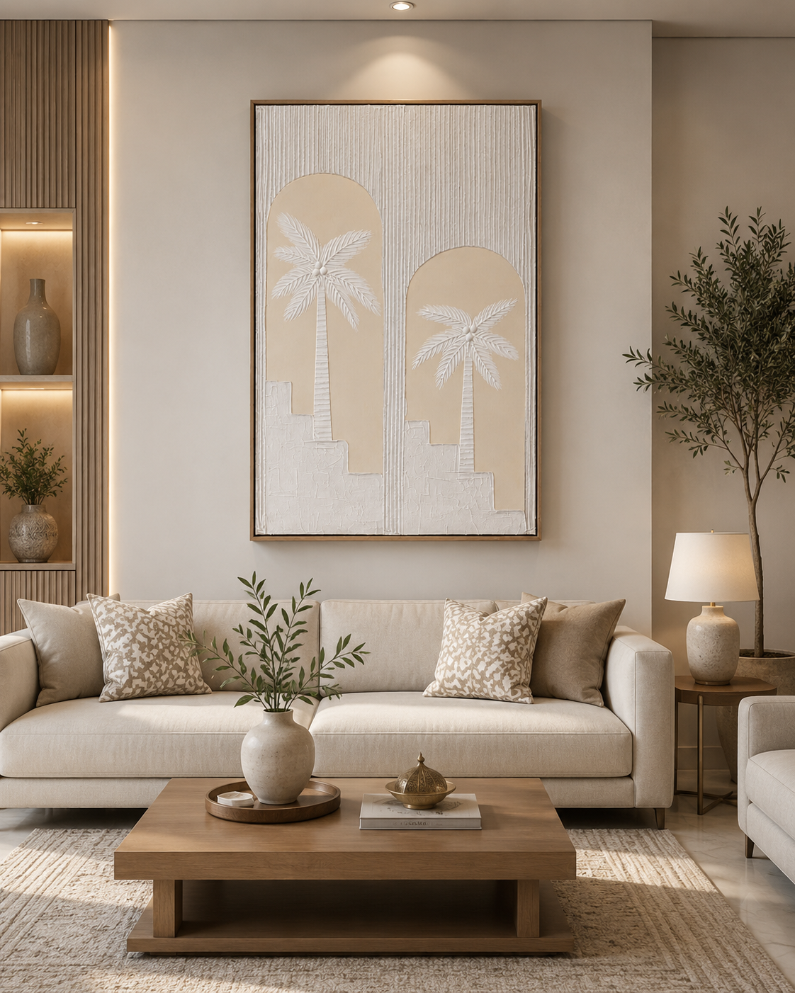لوحة حائط بإطار بيج مقاس 120 × 80 سم