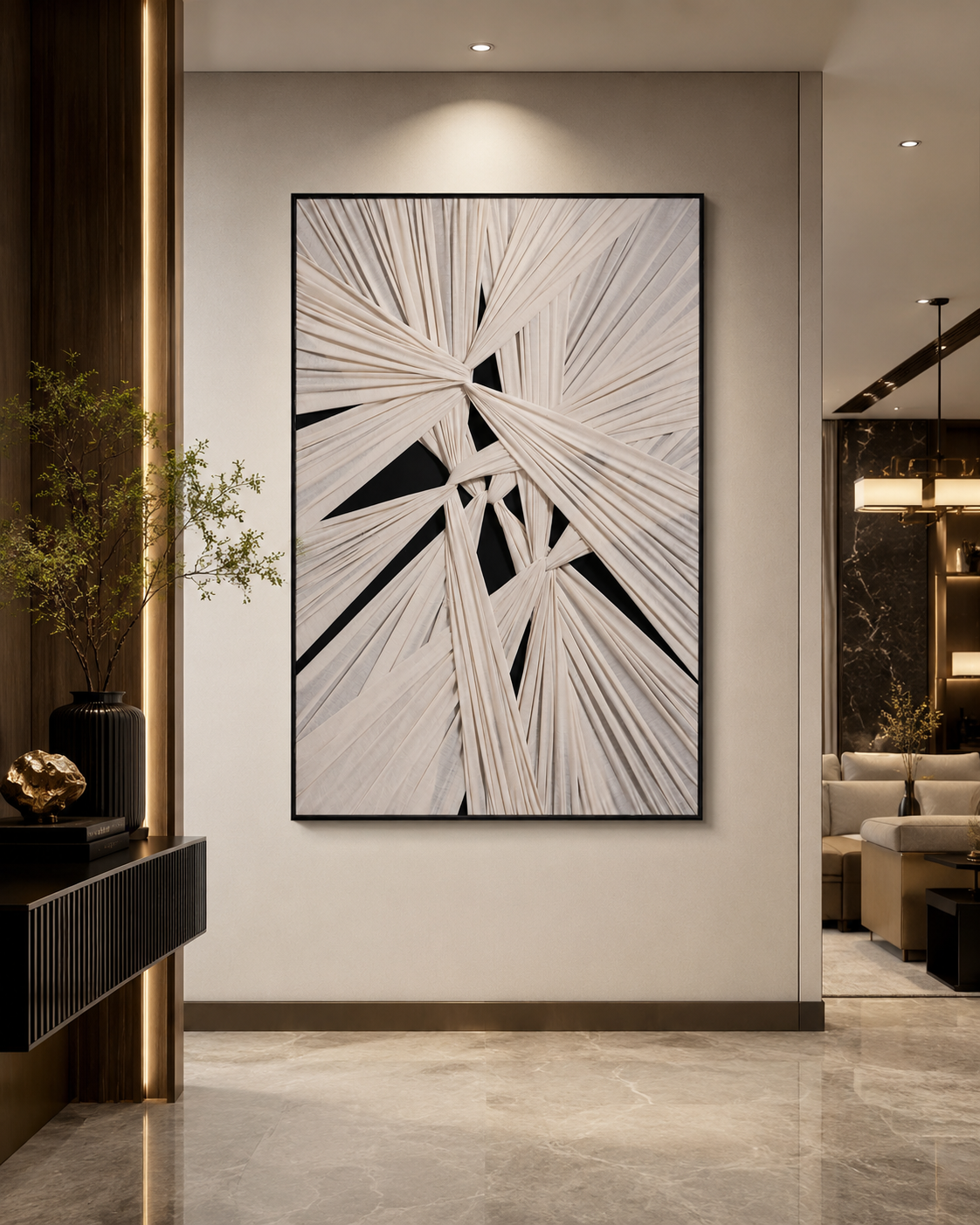 لوحة حائط فاخرة بإطار أسود مقاس 100 × 150 سم