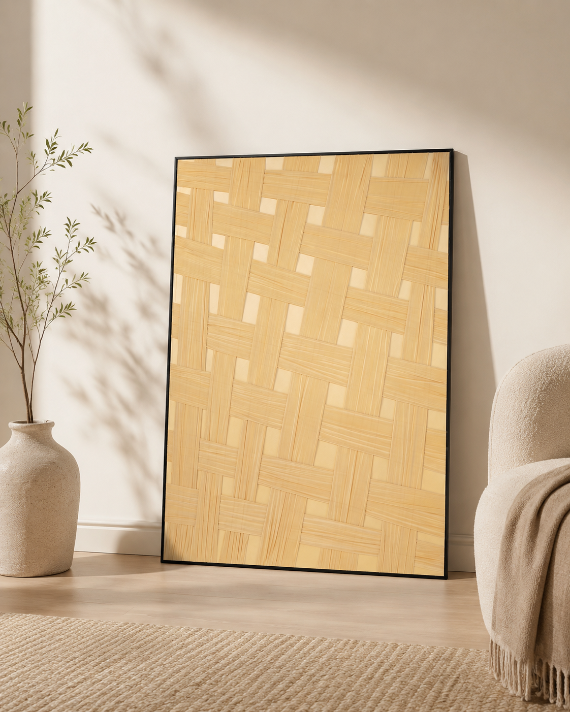 لوحة ديكور مودرن بإطار أسود مقاس 80 × 120 سم